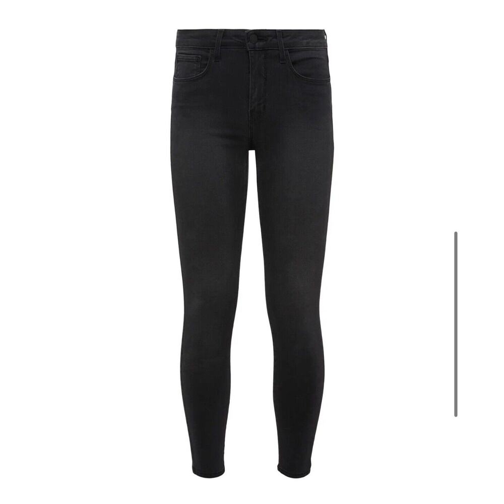 L’Agence Margot Skinny Jeans Dark Graphite Black Grey Stretch $270 Size 30 x26L